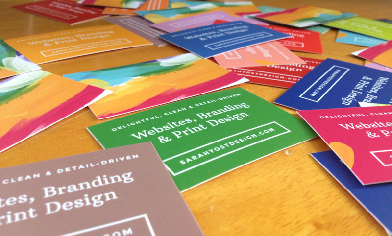 Multicolored business cards