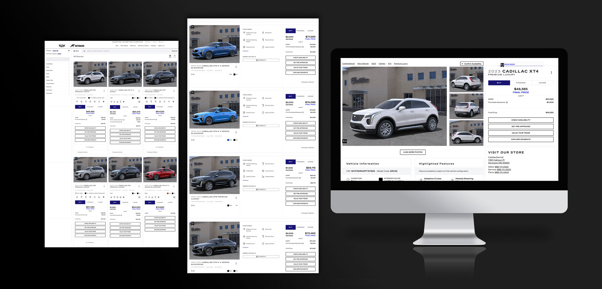 Cadillac Rebranded Search Result and Detail Page